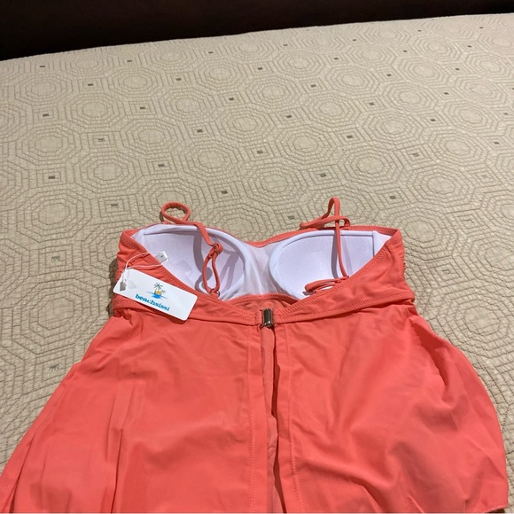 Beachsissi Coral and Floral Bottom Women's Swim Set Tankini - Picture 3 of 10